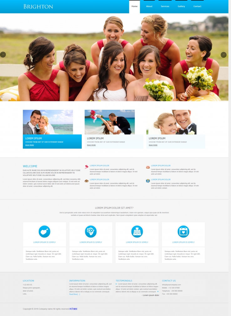 蓝色样式风的婚纱摄影网站模板下载