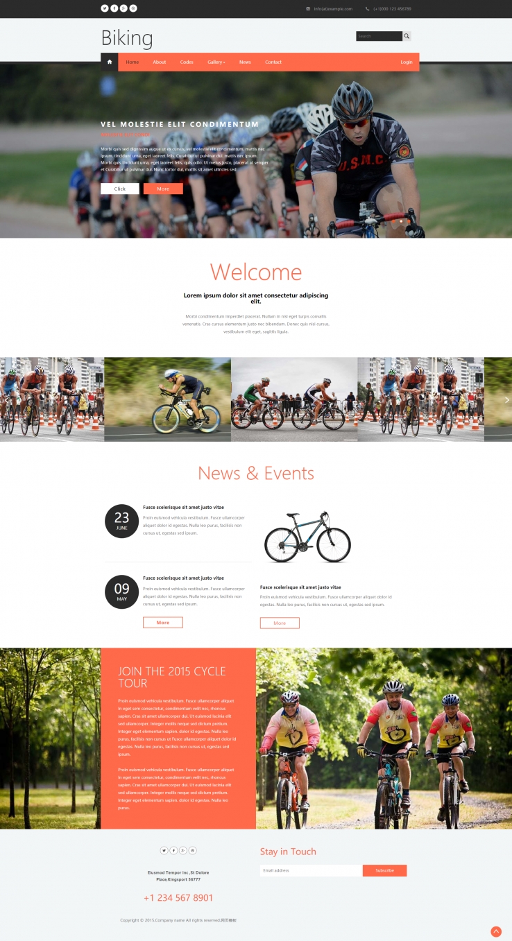 简洁风格的自行车比赛网站模板下载