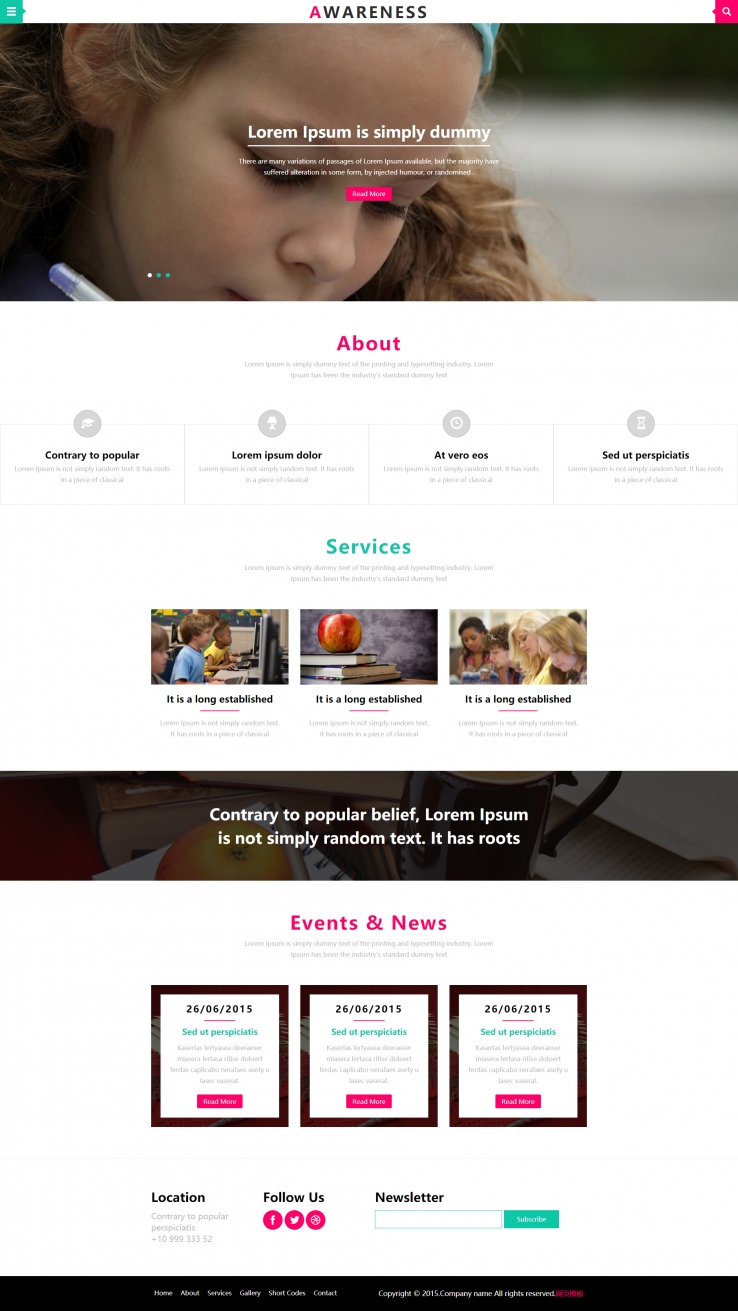 精致简洁的非洲儿童教育类网站模板下载