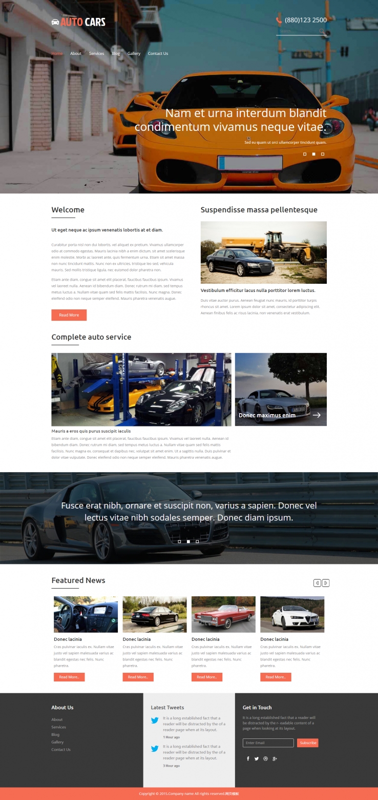 橙色大气风格的跑车销售企业网站模板