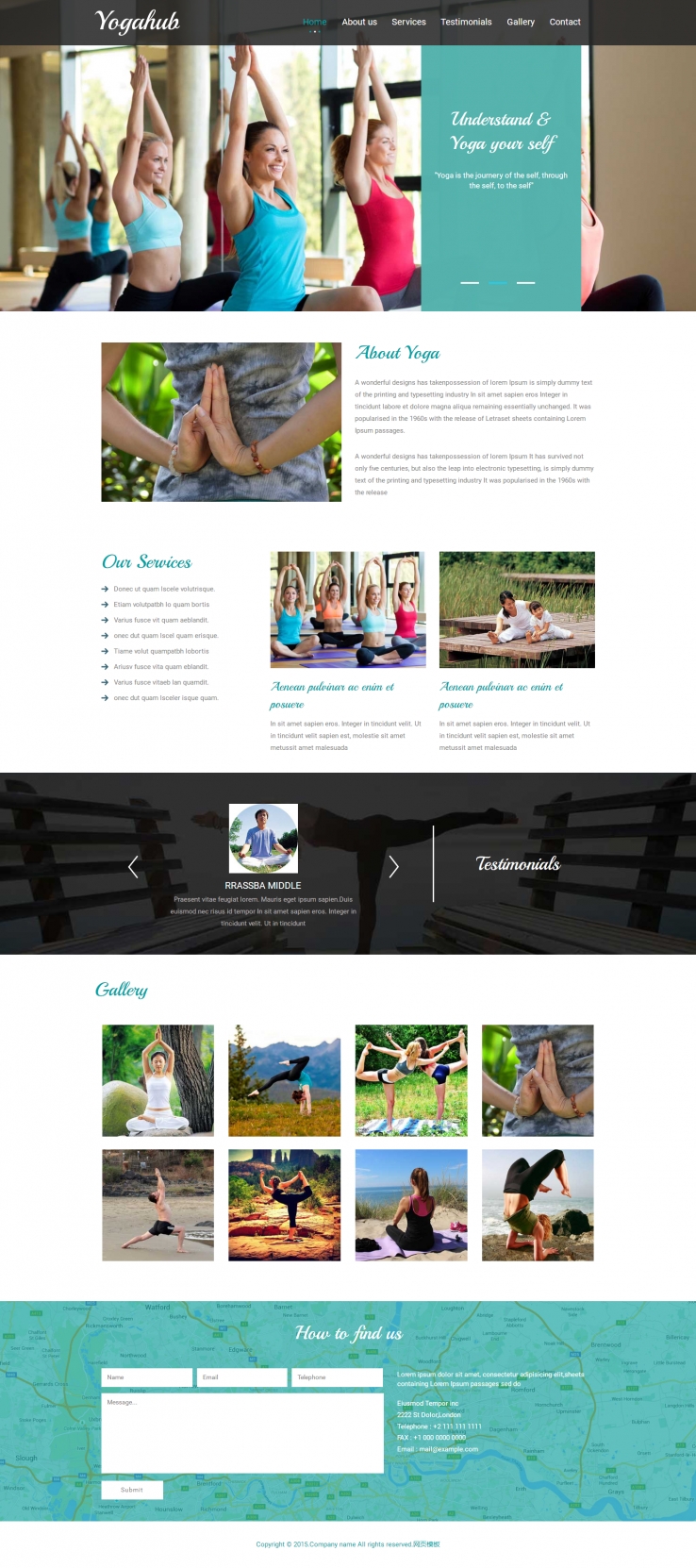 简洁蓝色风格的印度瑜伽健身训练网站模板下载