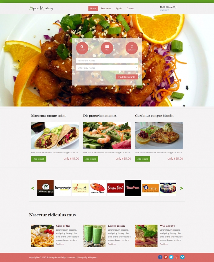 简洁绿色风格的美食外送订餐网站模板下载