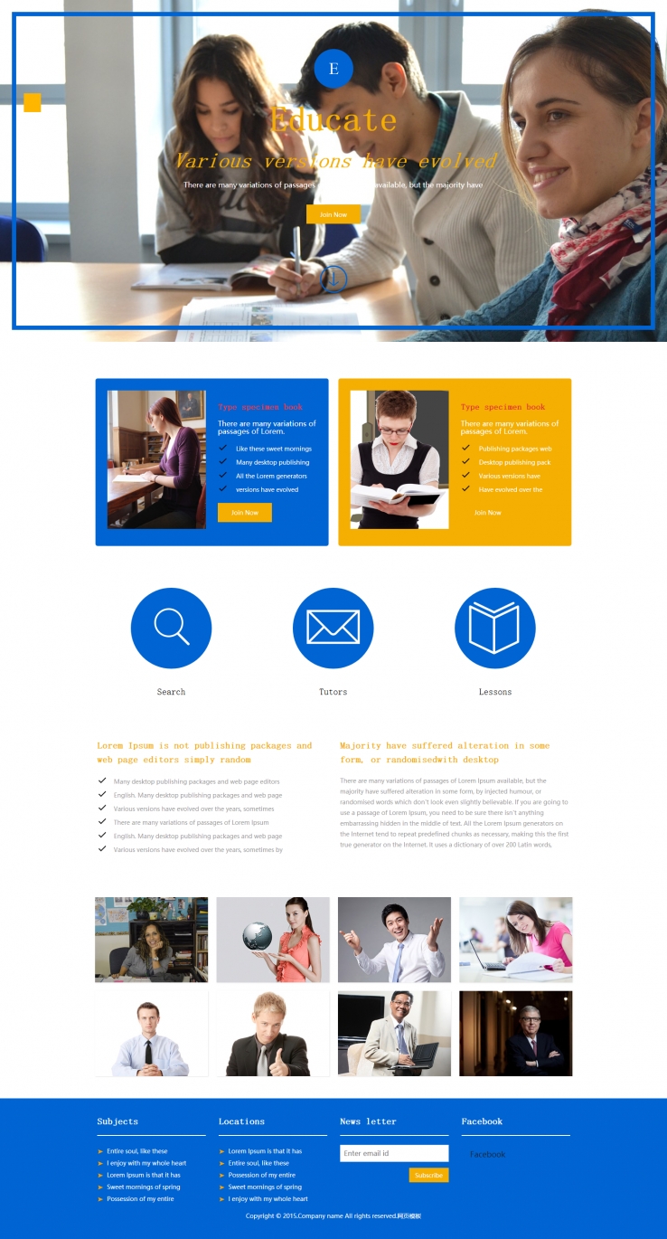 蓝色个性风格的大学教育网站模板下载