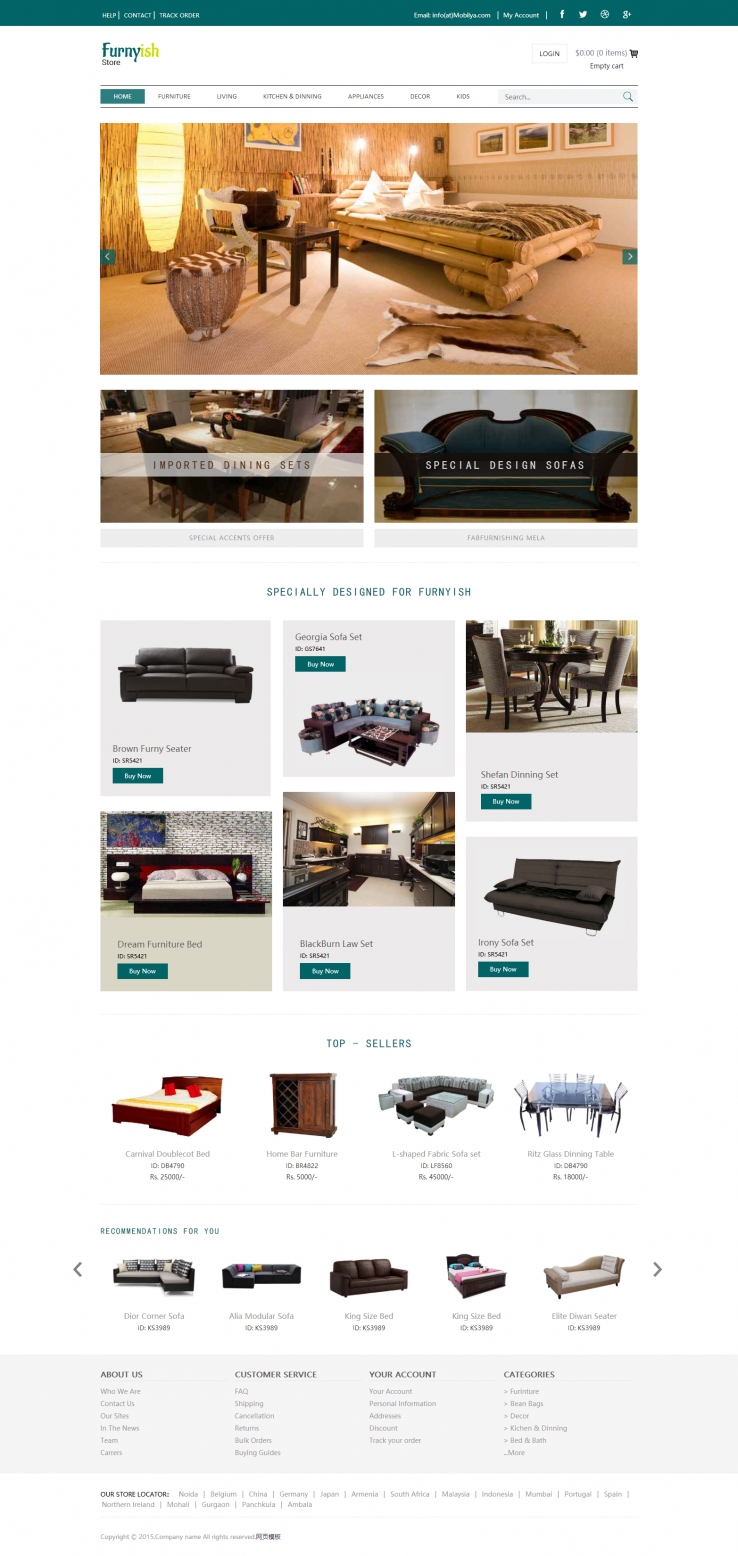 简洁蓝色风格的沙发家具公司网页模板下载