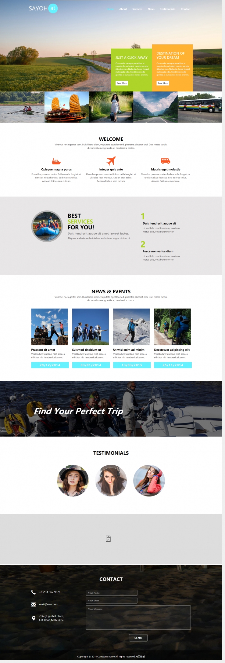 简洁橙色风格的海外旅游公司CSS网站模板
