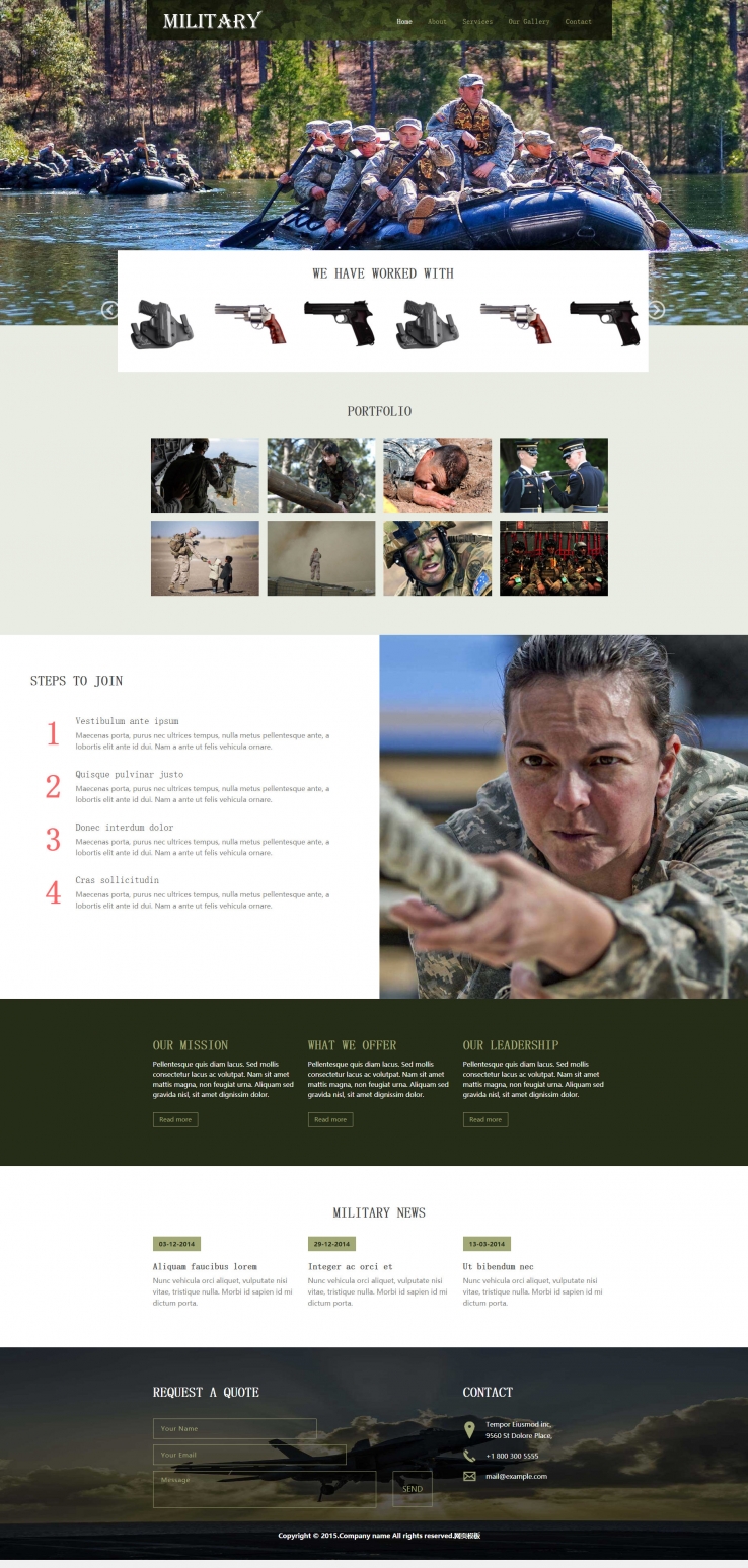 简洁酷炫风的军事网站模板下载