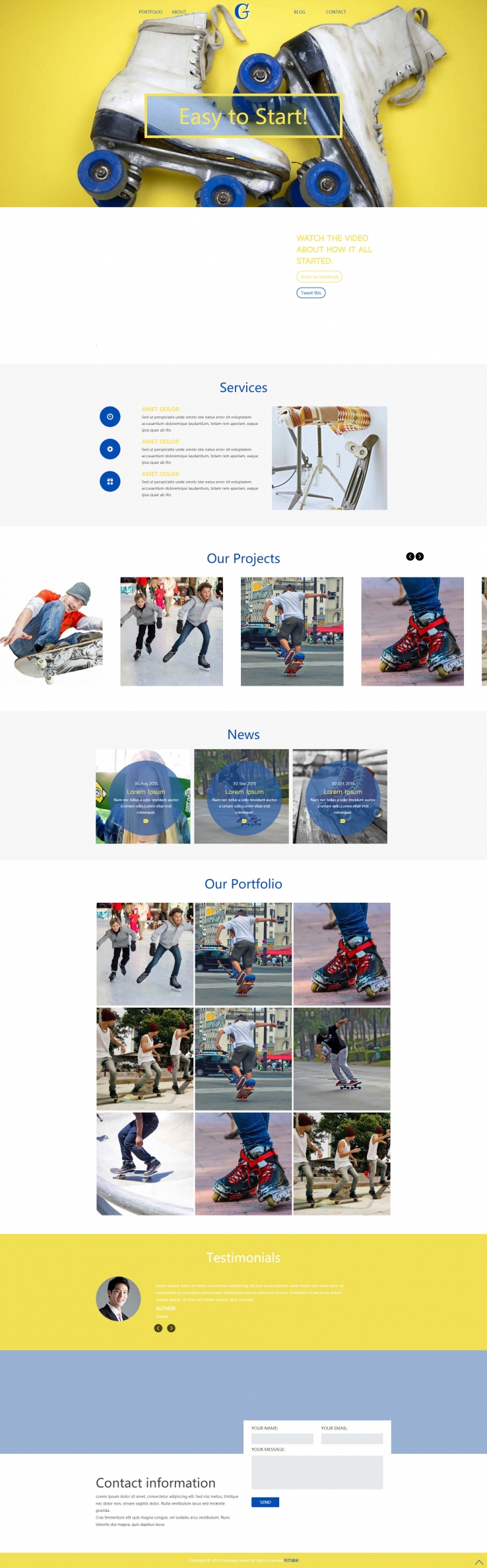 简洁精致风的轮滑鞋品牌网站模板下载