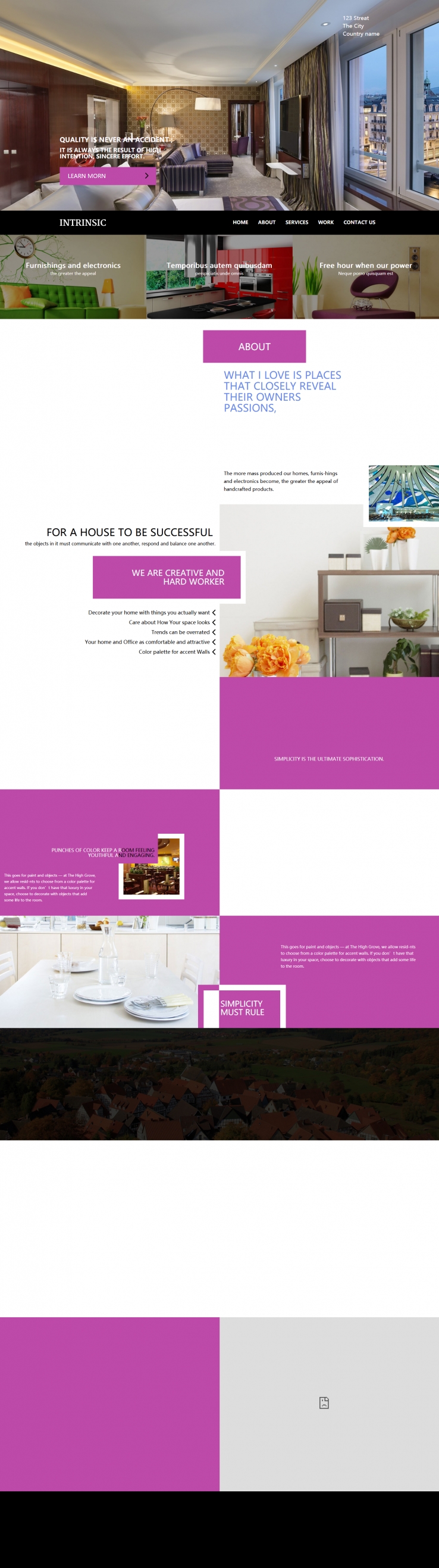 粉色大气风格的室内装修设计网站css模板
