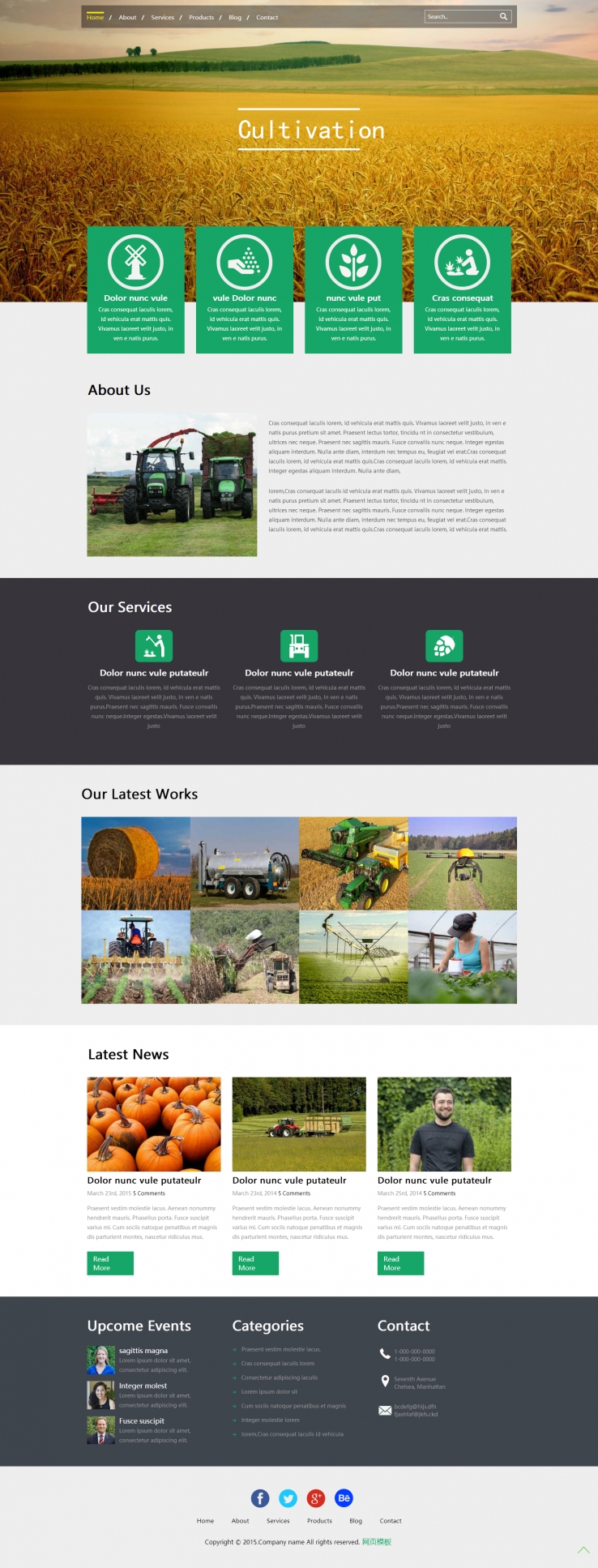 绿色大气风格的农业种植企业网站CSS3模板