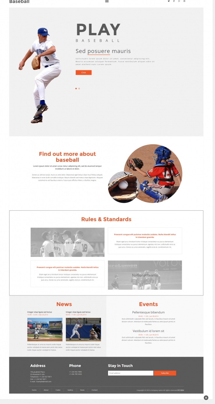 简洁大气的棒球运动网站模板下载
