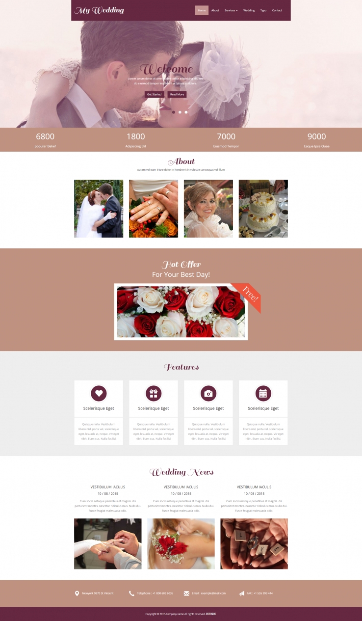 滤镜风格的婚庆企业网站模板下载