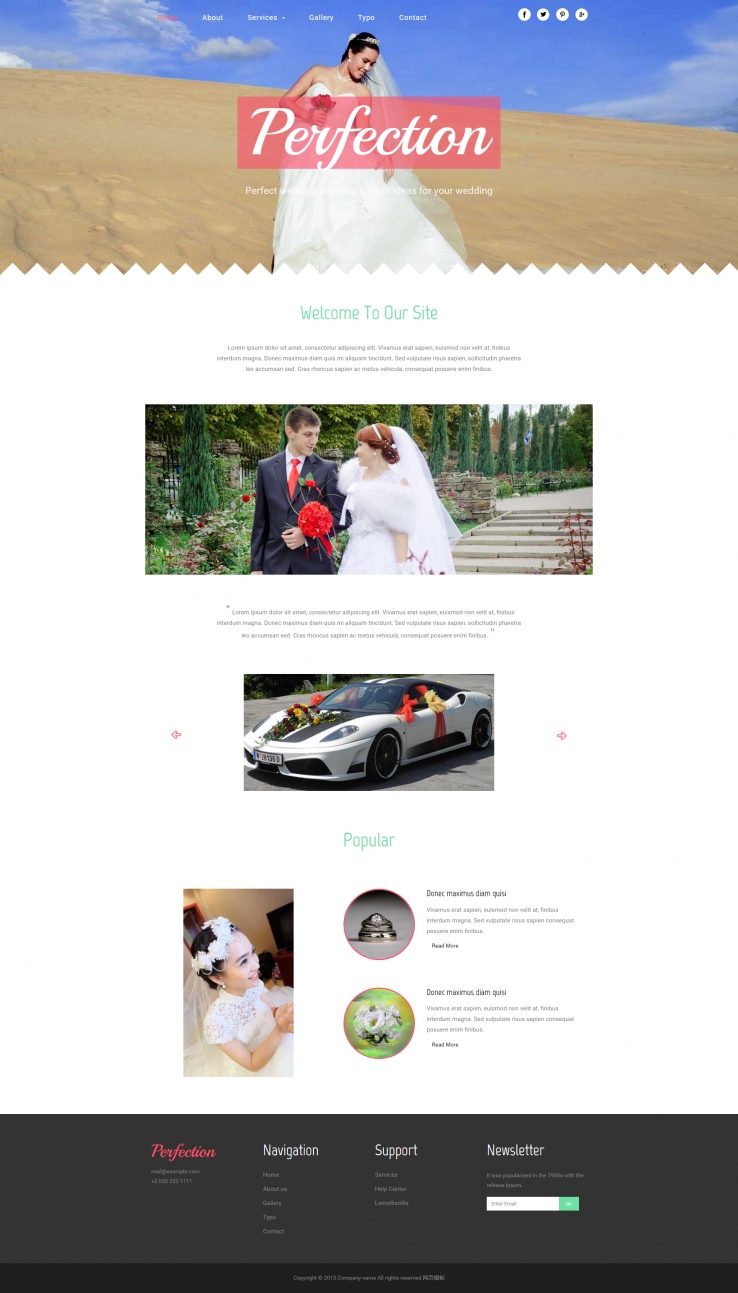 欧美风精致的婚礼策划网站模板下载