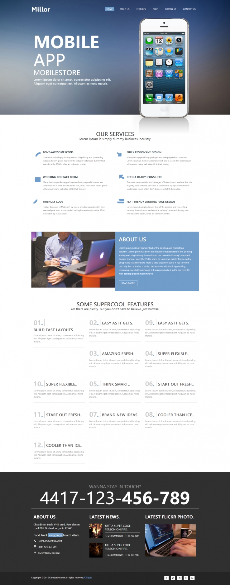 浅蓝色简洁风格的APP软件网站模板下载