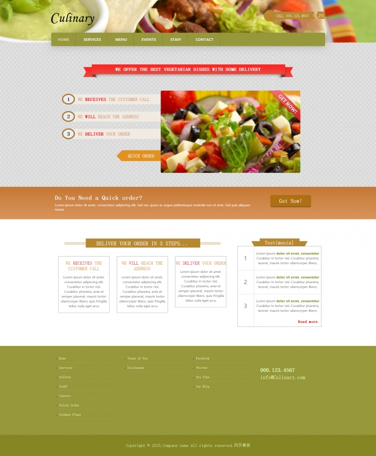 绿色创意风格的餐饮HTML整站网站模板