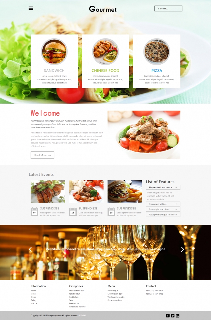 白色清新风格的外卖点餐网站模板下载