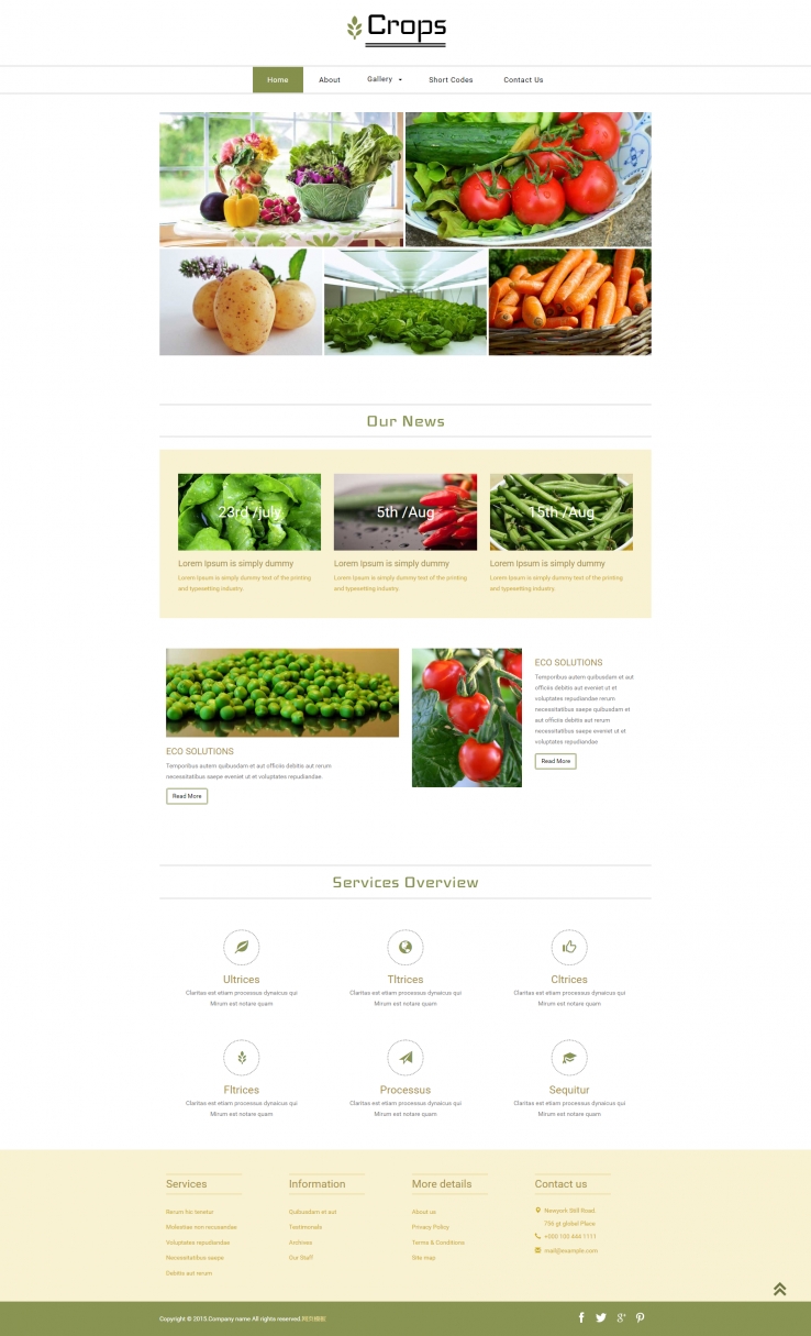 清爽大气风的水果蔬菜网站模板下载