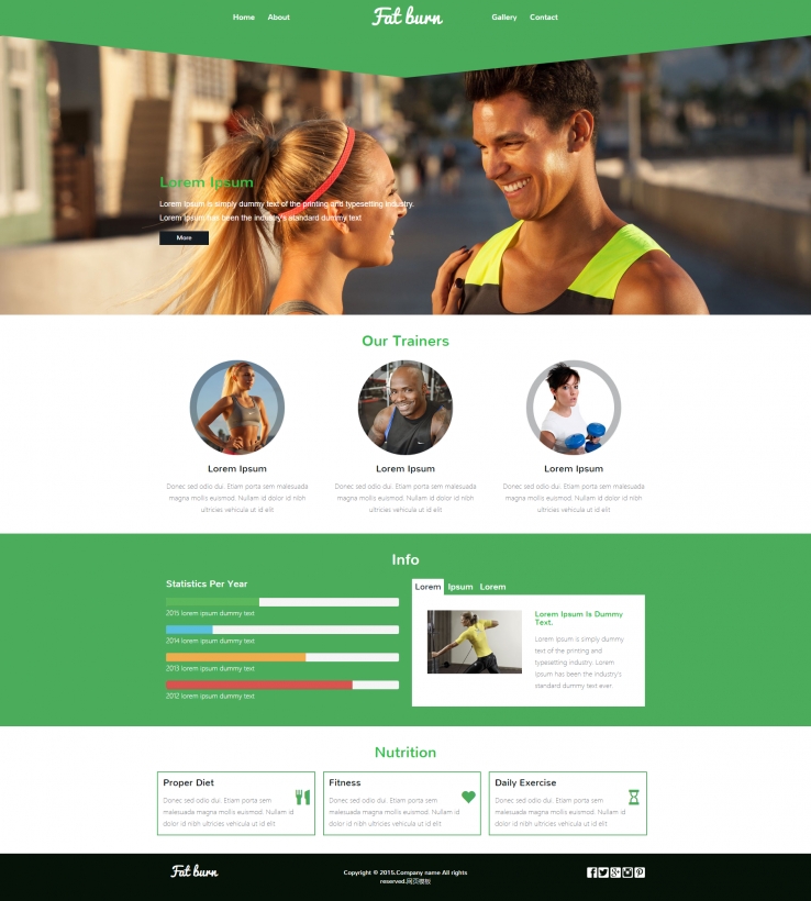 绿色大气精致的健身运动网站模板下载