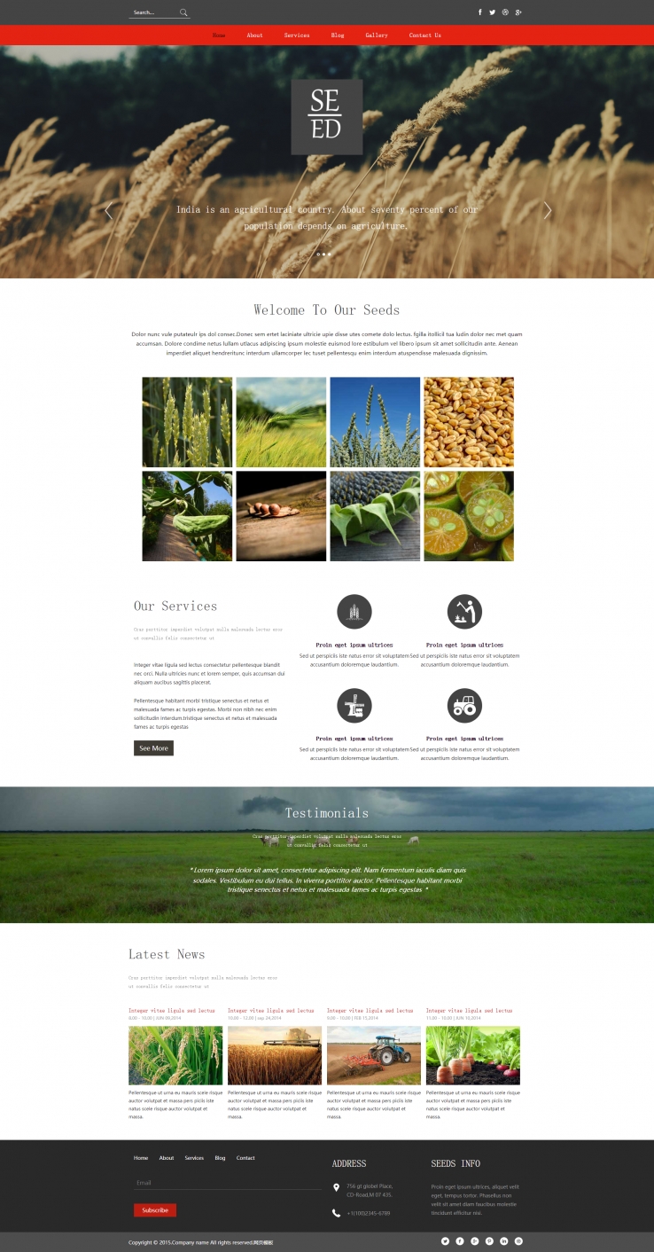简洁大气风的大麦种植企业网站模板下载