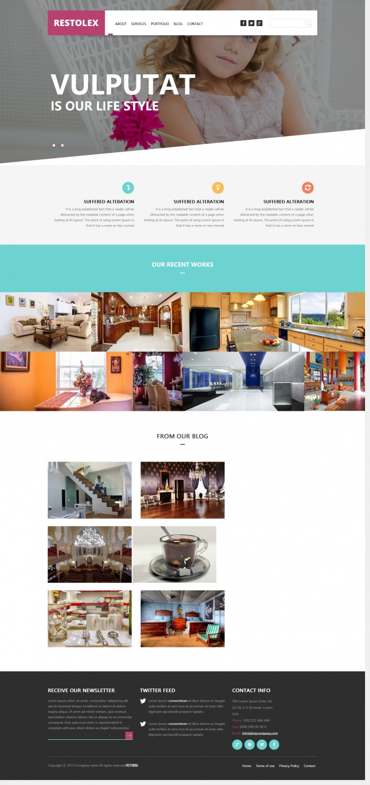 白色简洁风格的家居建材网站模板下载