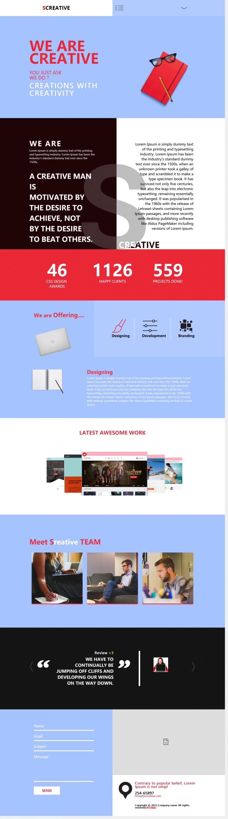 简洁白色风格的纯色色块设计网站模板下载