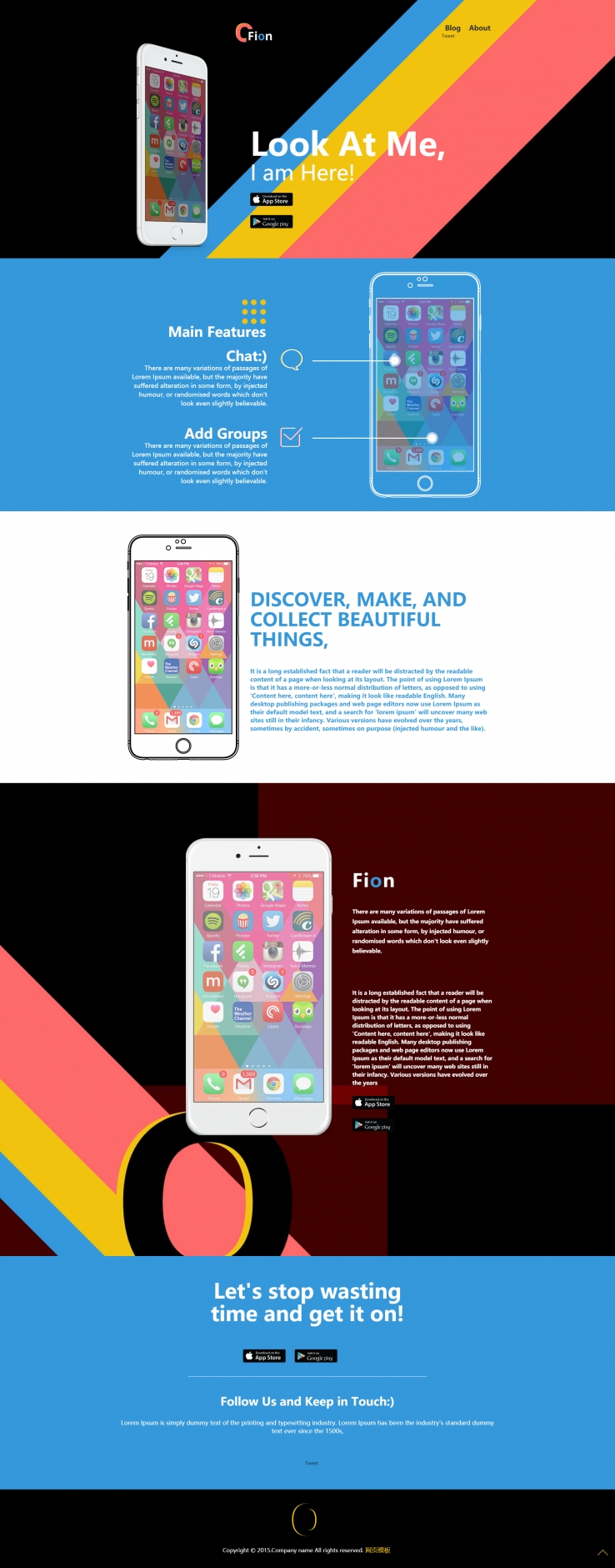 炫彩风格的iPhone6应用官网模板下载
