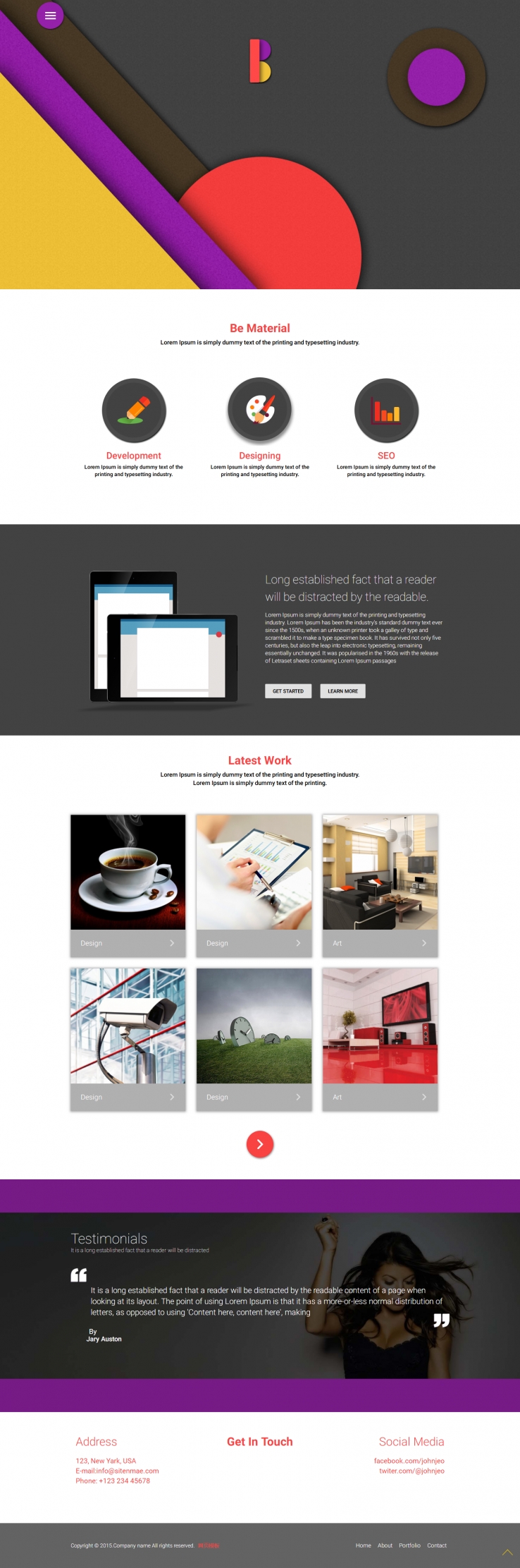 彩色简洁风格的个性设计网站模板下载