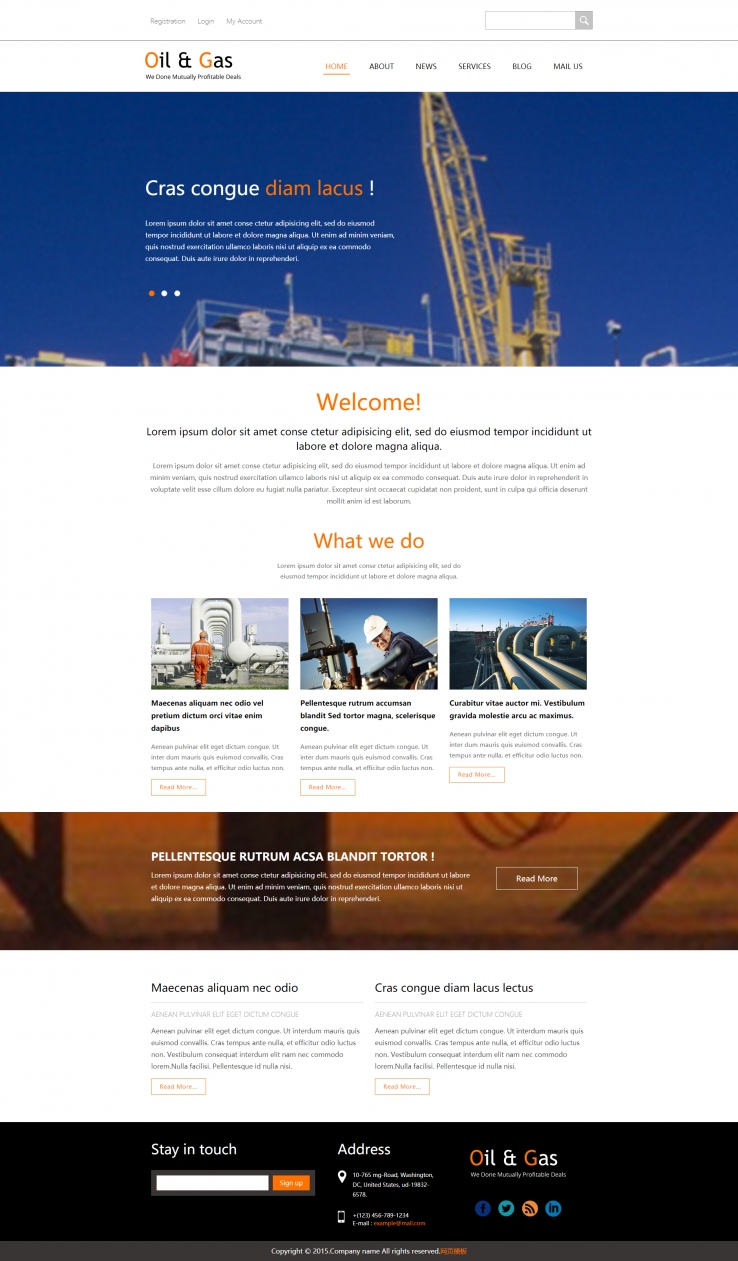 简洁清爽的石油钻井公司网页模板下载