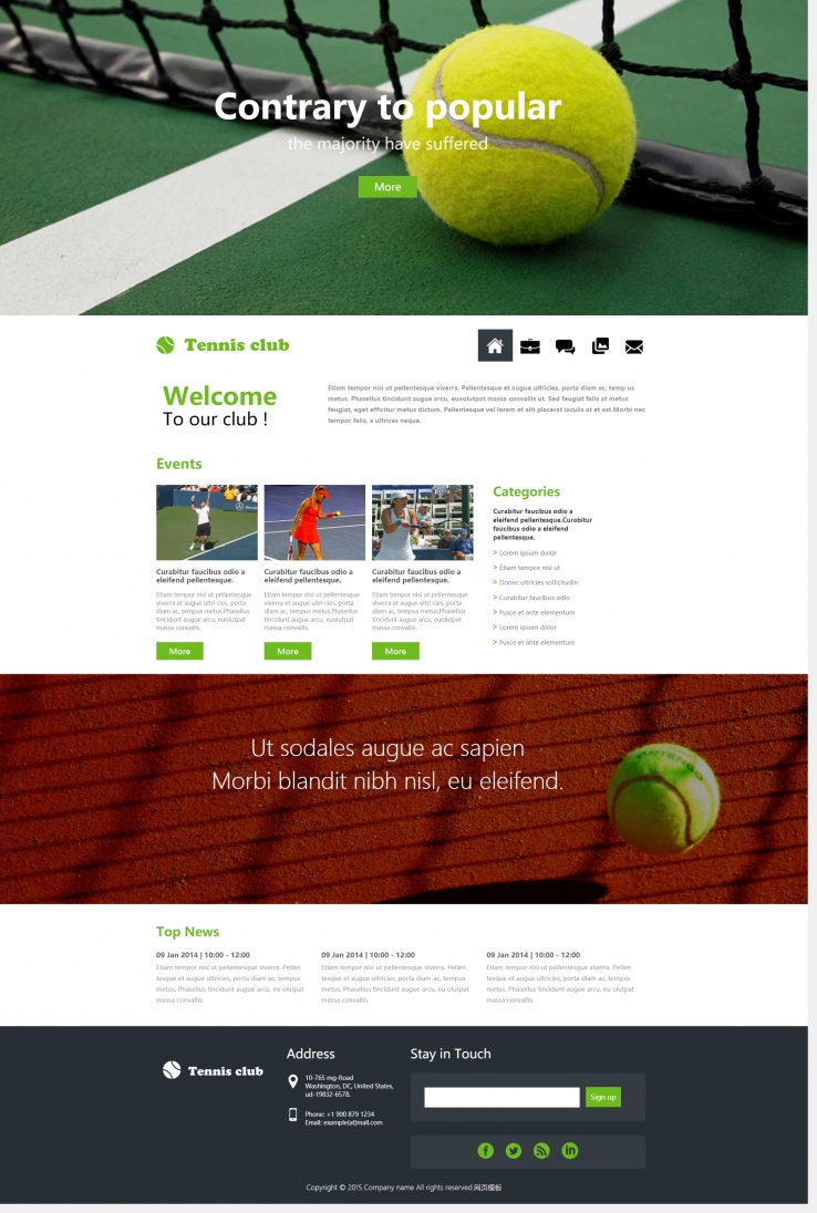精致清新风的网球运动网站模板下载