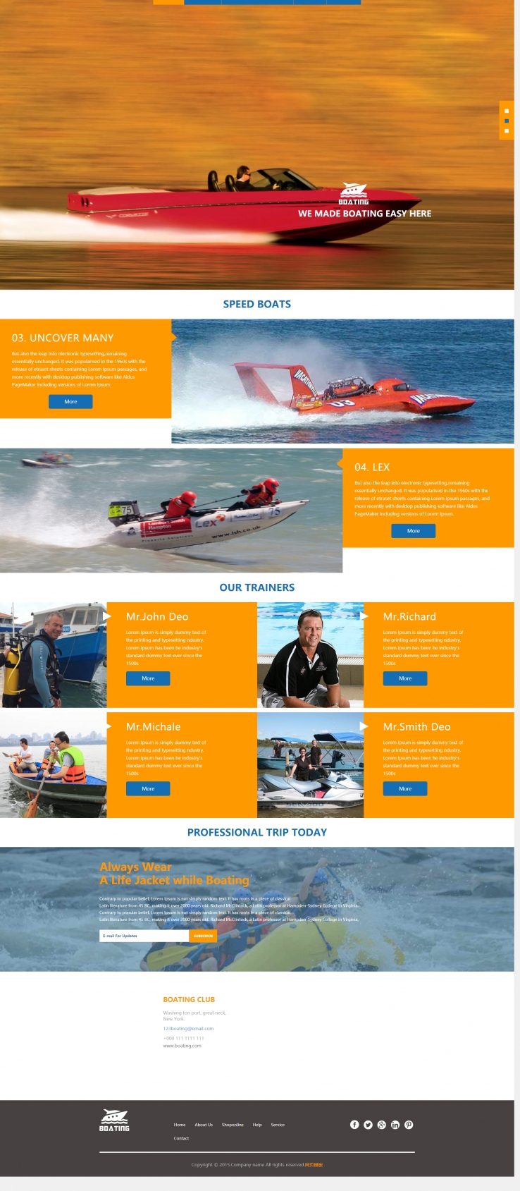 炫酷精美的游艇销售公司网站模板下载