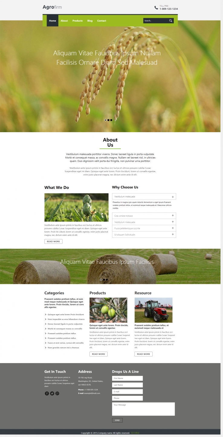 清新开阔的农业生产企业网站模板下载