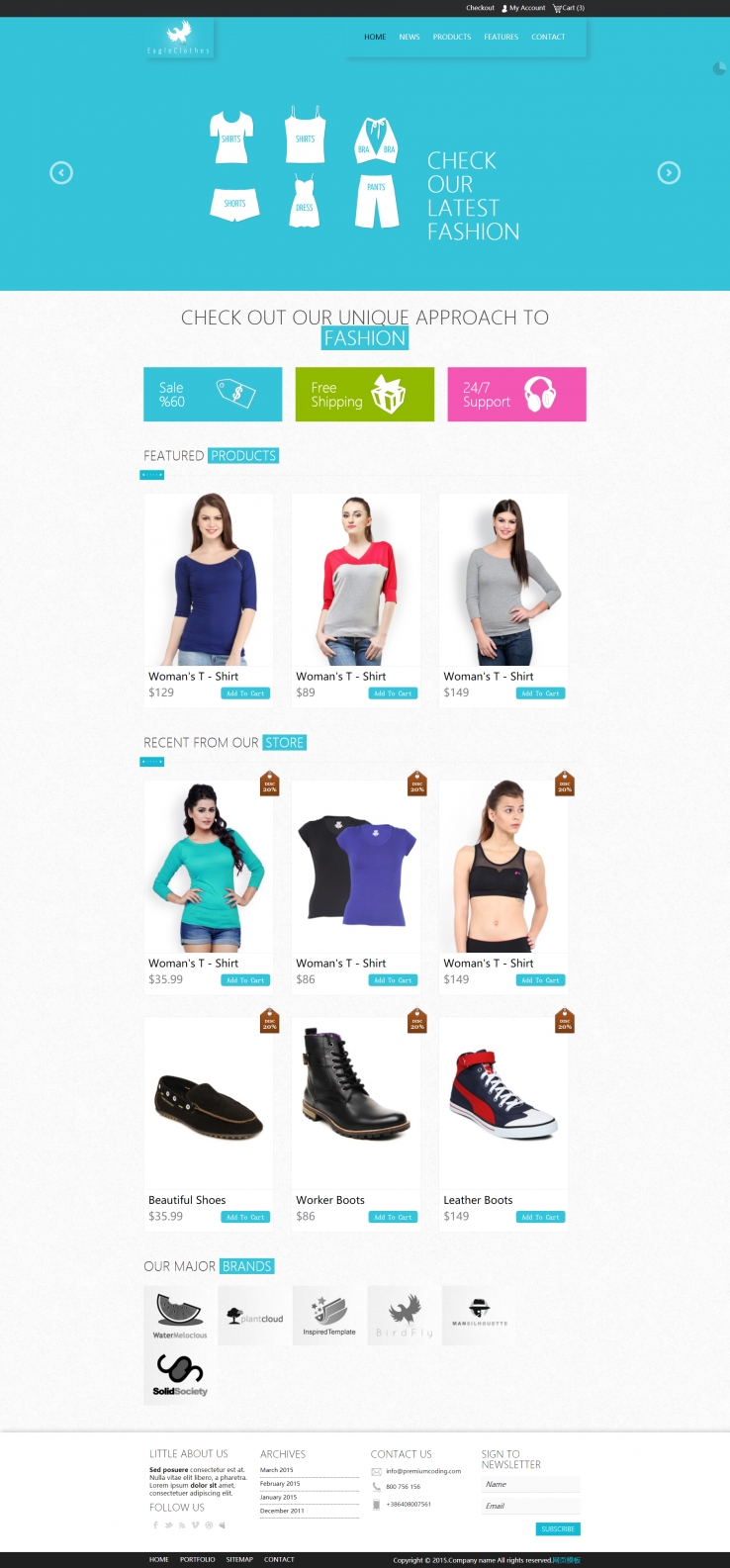 精致清爽风的女性服装商城网站模板下载
