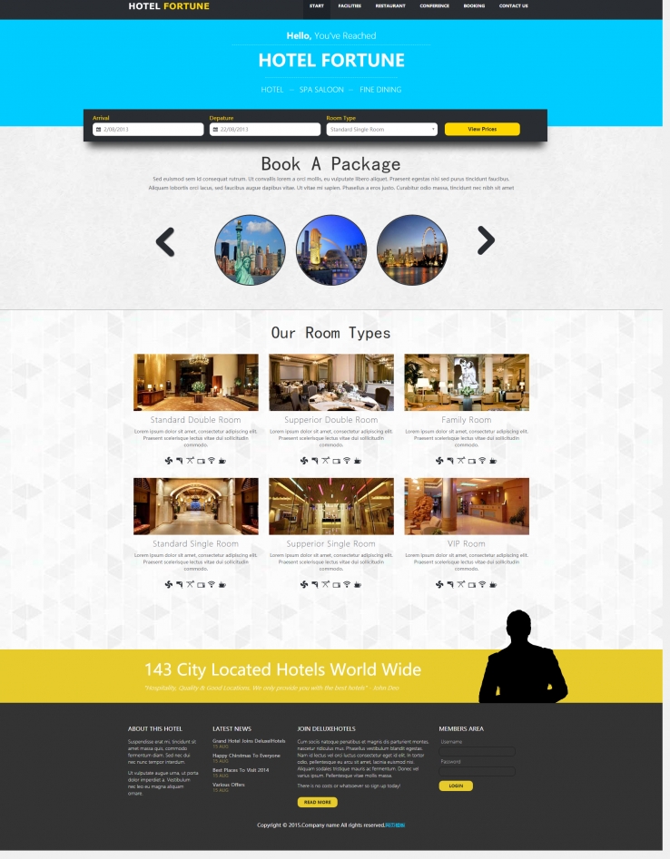 简洁风格的酒店预订网站模板下载