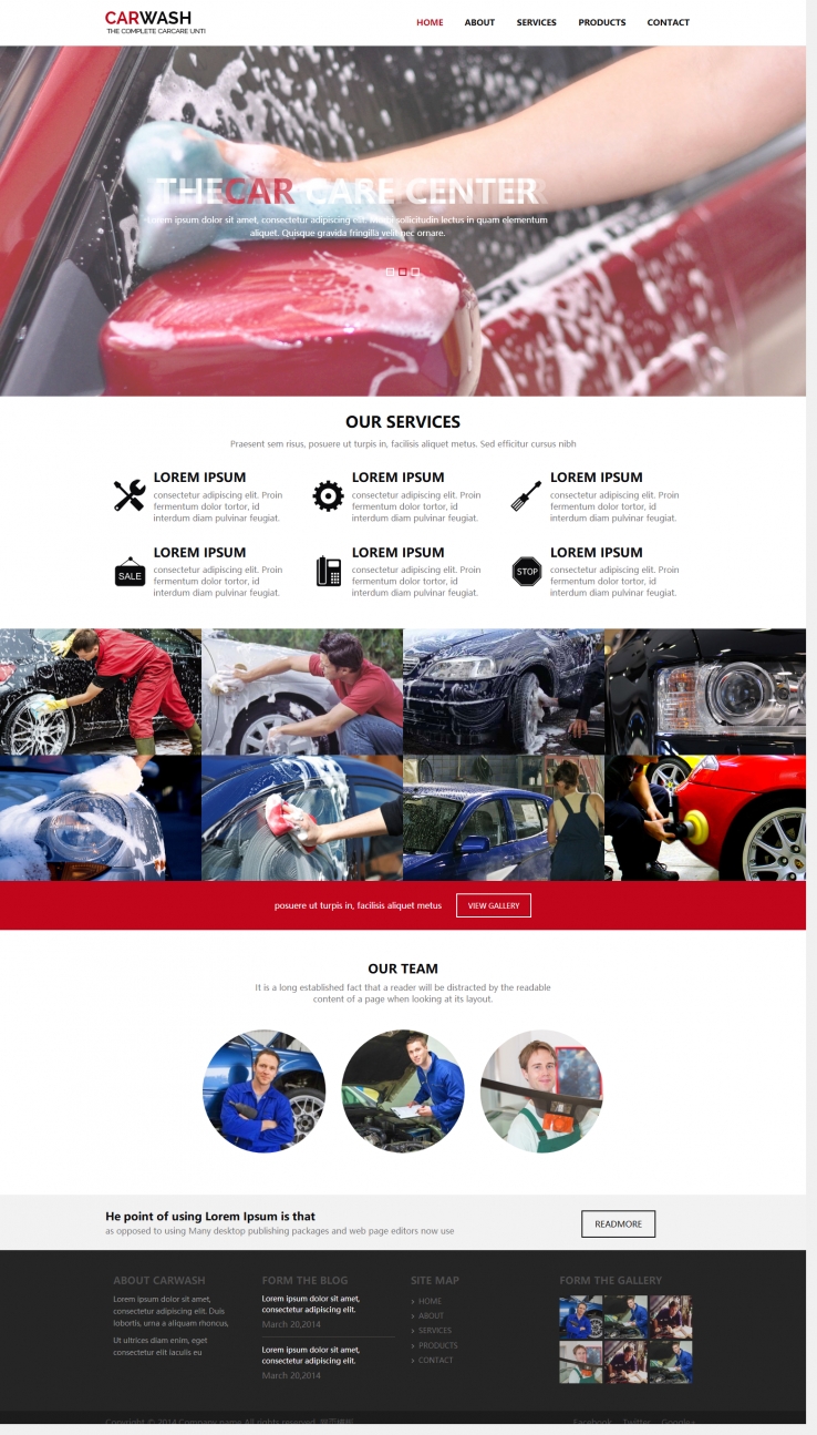红色大气风格的洗车行业网站模板下载