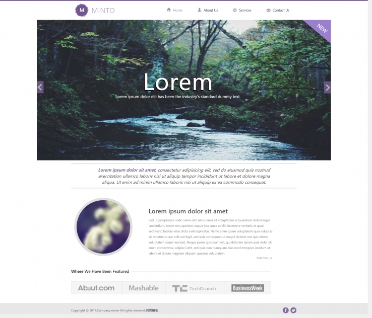 紫色简洁清新的企业网站模板下载