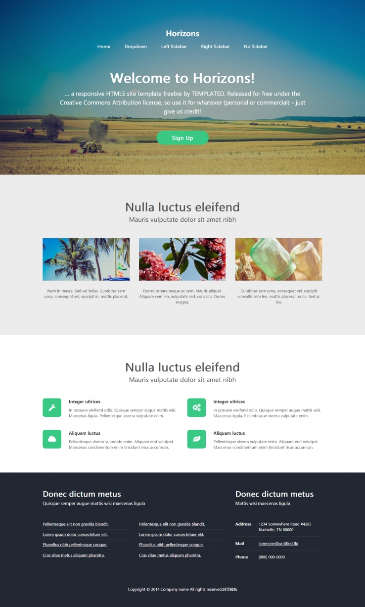 绿色扁平化风格的麦田收割种植企业网站模板