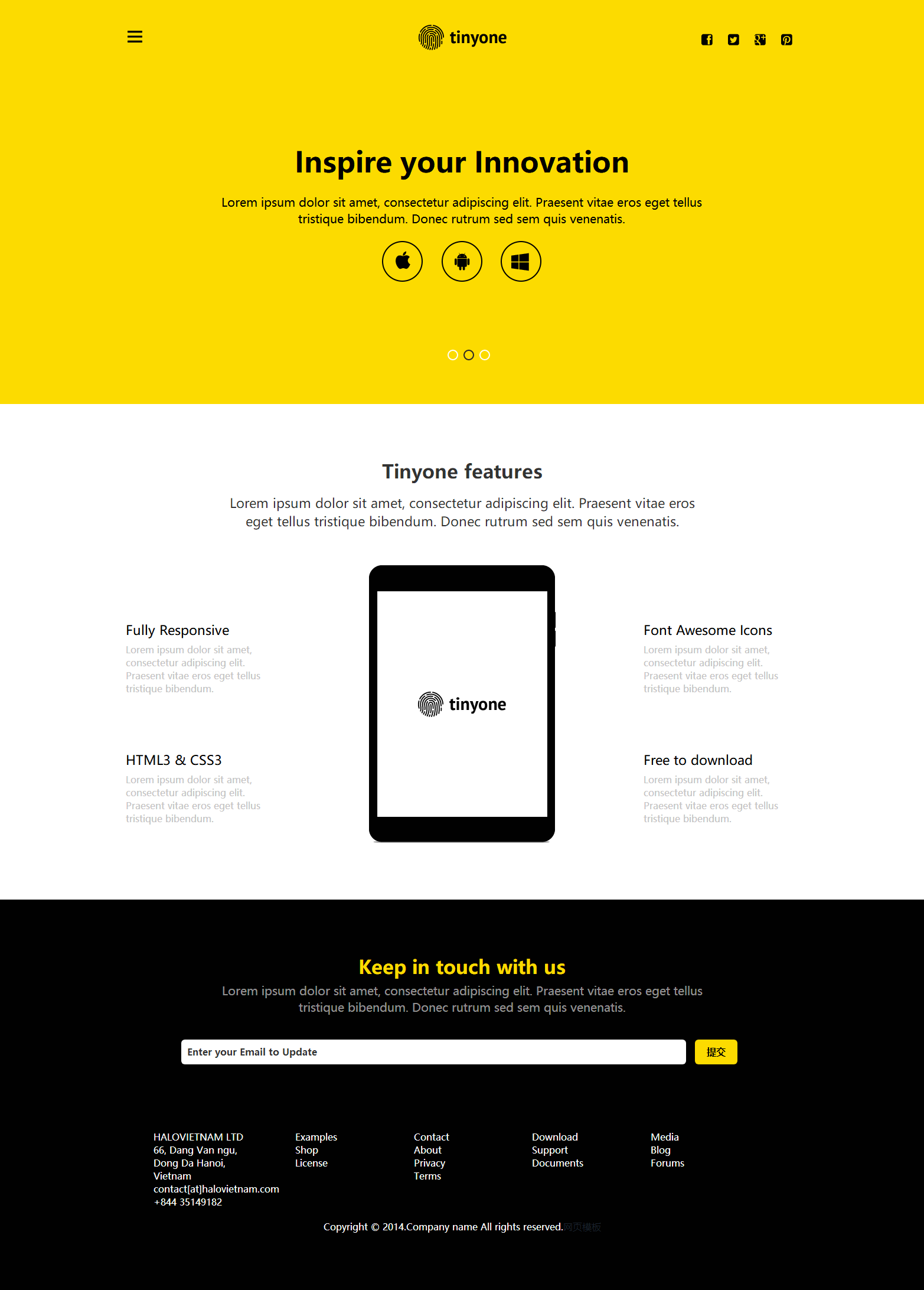 简洁黄色风格的APP软件官方网站模板
