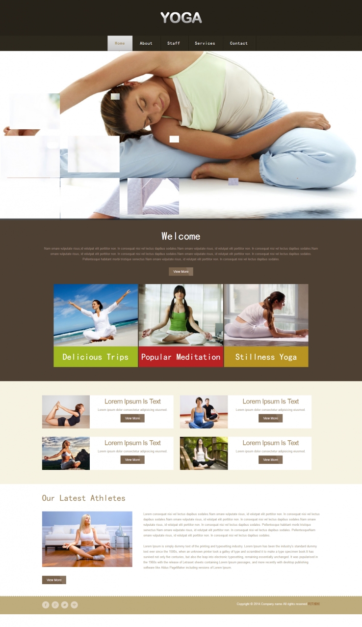 黑色宽屏风格的瑜伽健身会馆网站模板下载