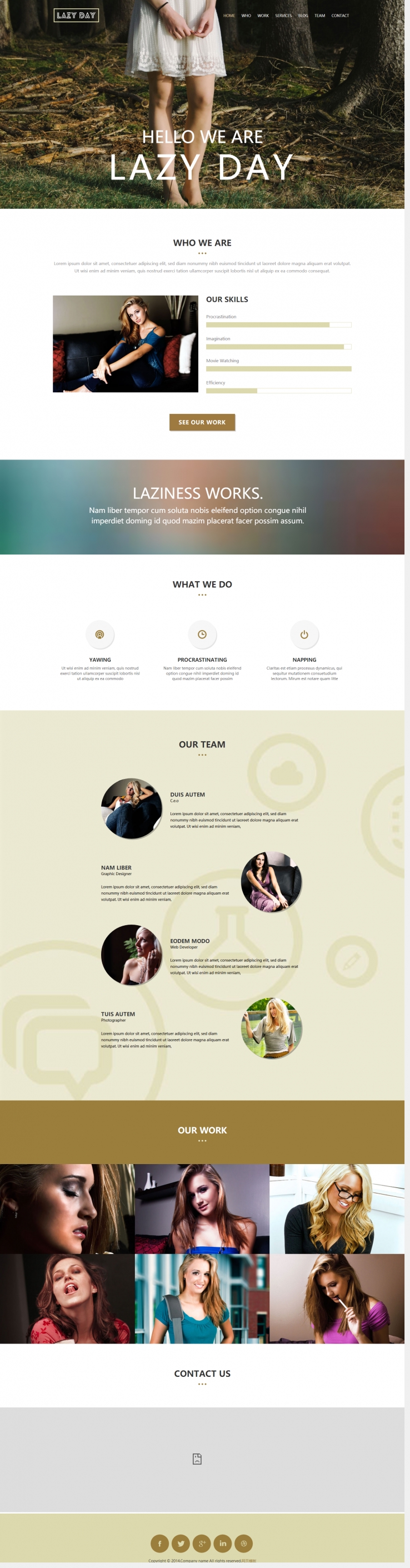 简洁棕色风格的女性类网站模板下载