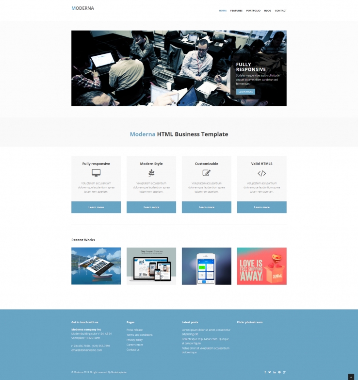 浅蓝色的设计企业网站模板下载