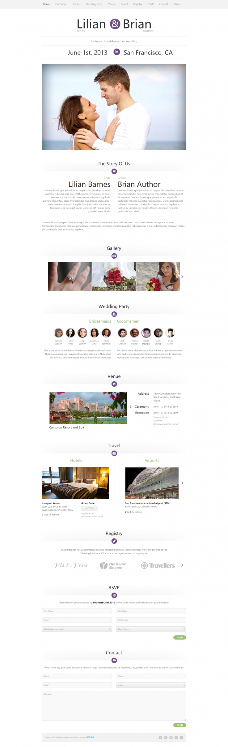 白色简洁风格的幸福恋人主页婚恋网站html5模板