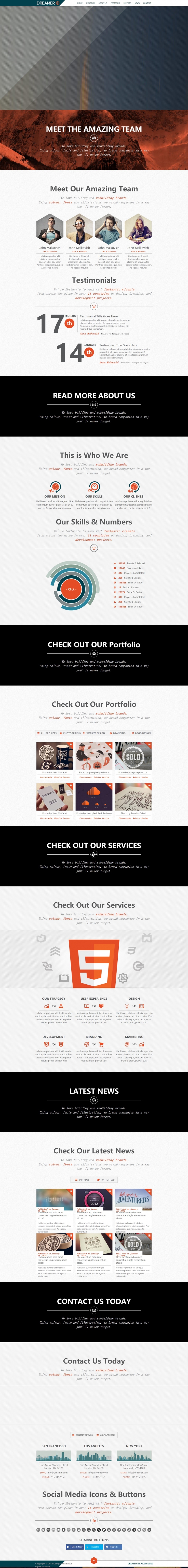橙色大气风格的纹理背景产品服务网站模板