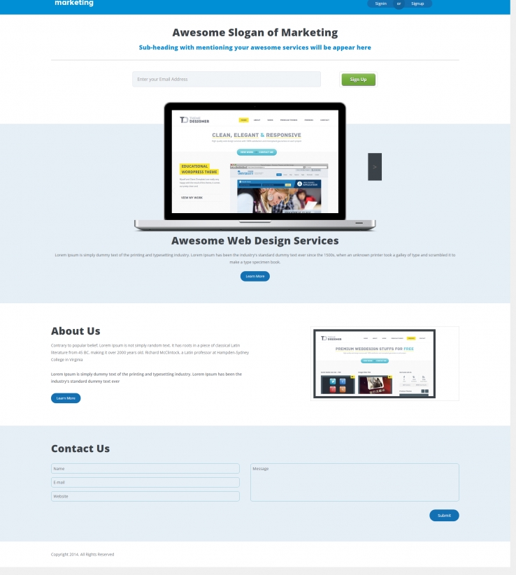 蓝色简洁风的营销企业网站模板下载