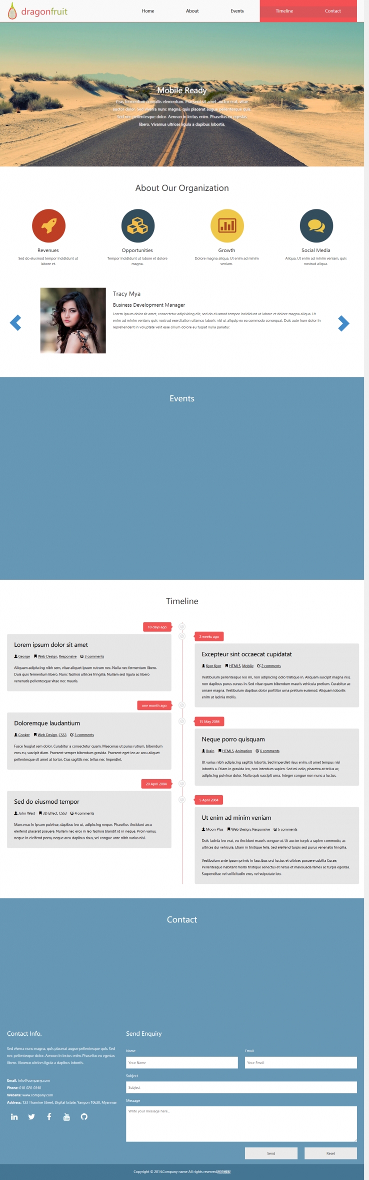 红色扁平化风格的互联网科技企业网站模板