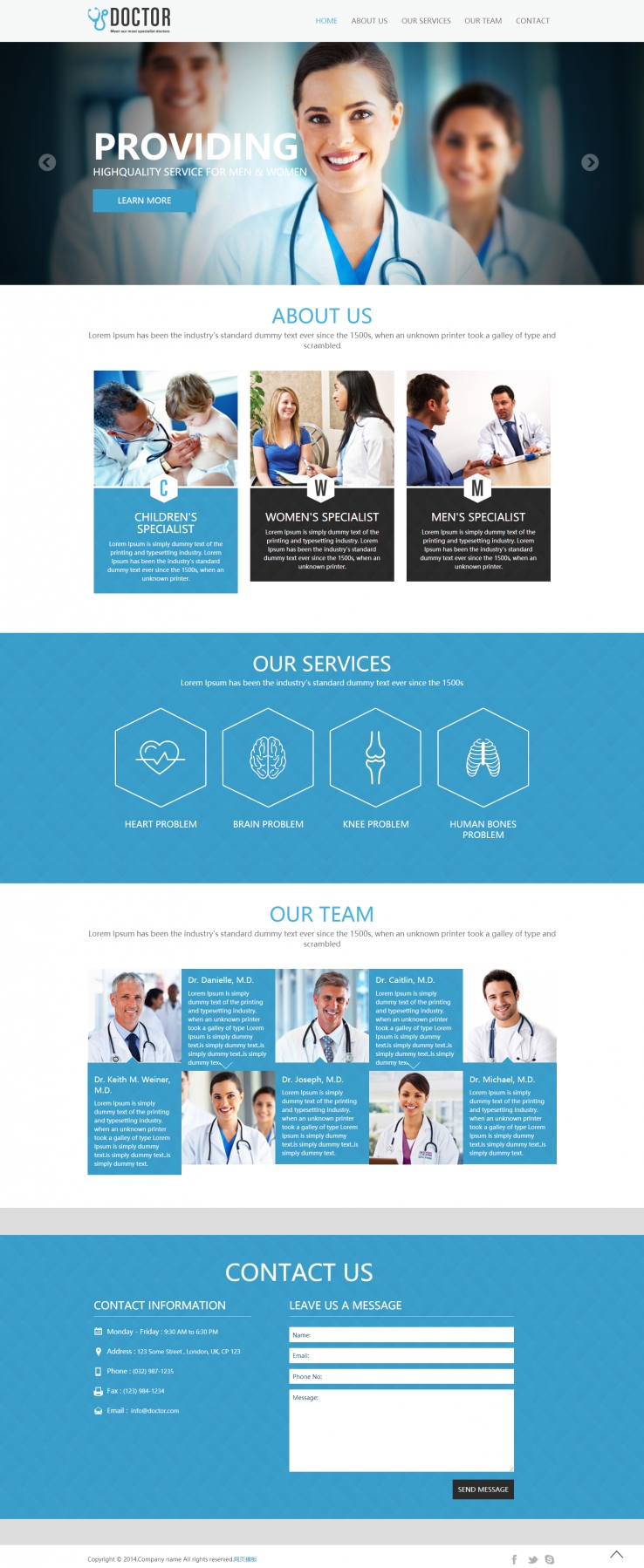 简洁蓝色风格的医疗行业HTML5网站模板