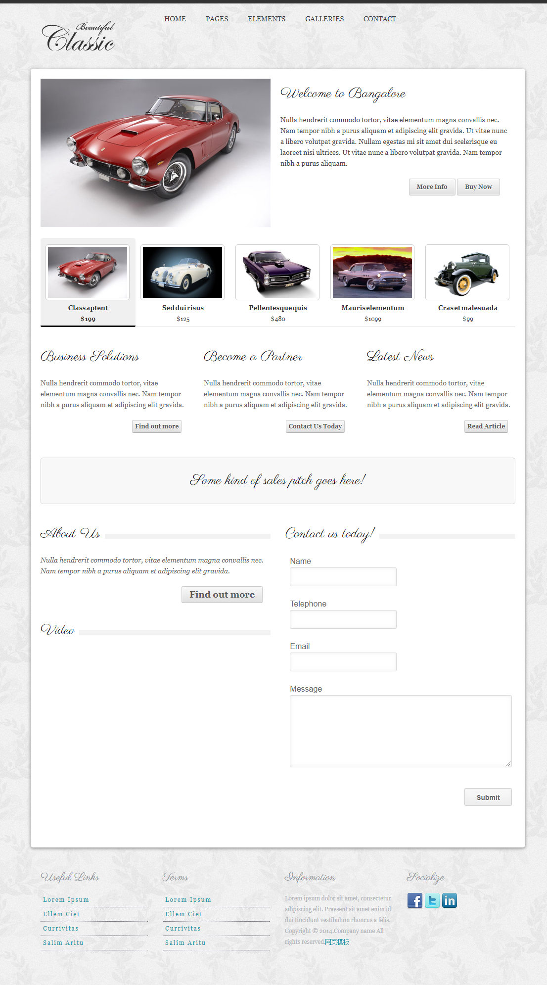花纹背景的汽车企业网站模板下载