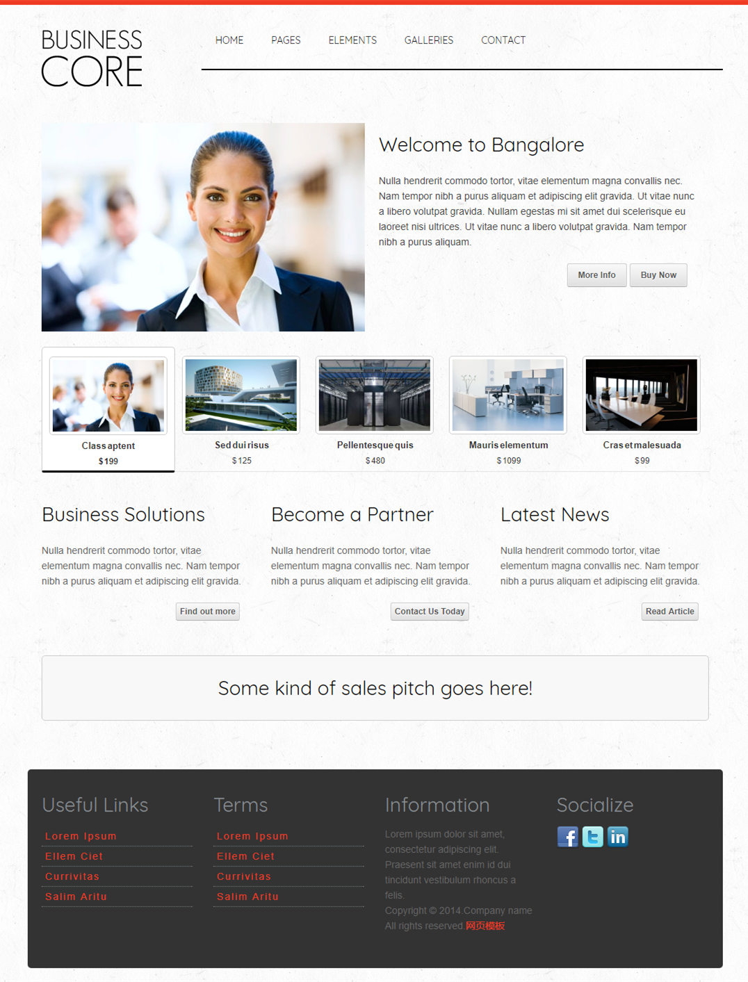 简洁白色风格的业务公司网站模板下载