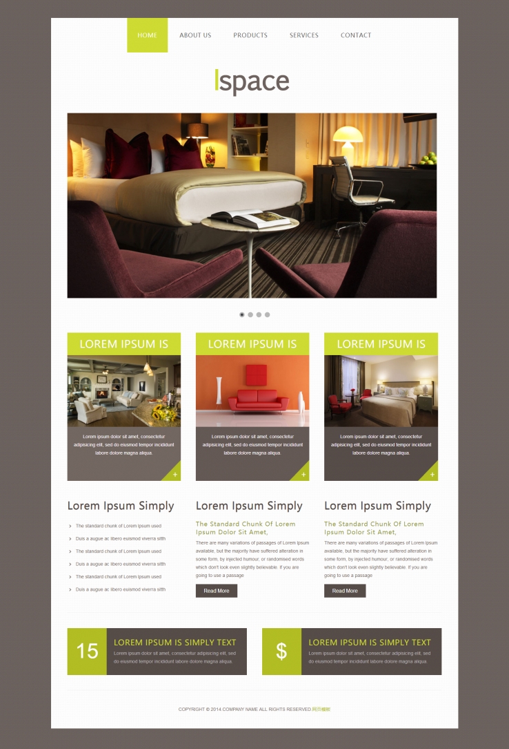 棕色简洁风格的室内设计网页HTML模板