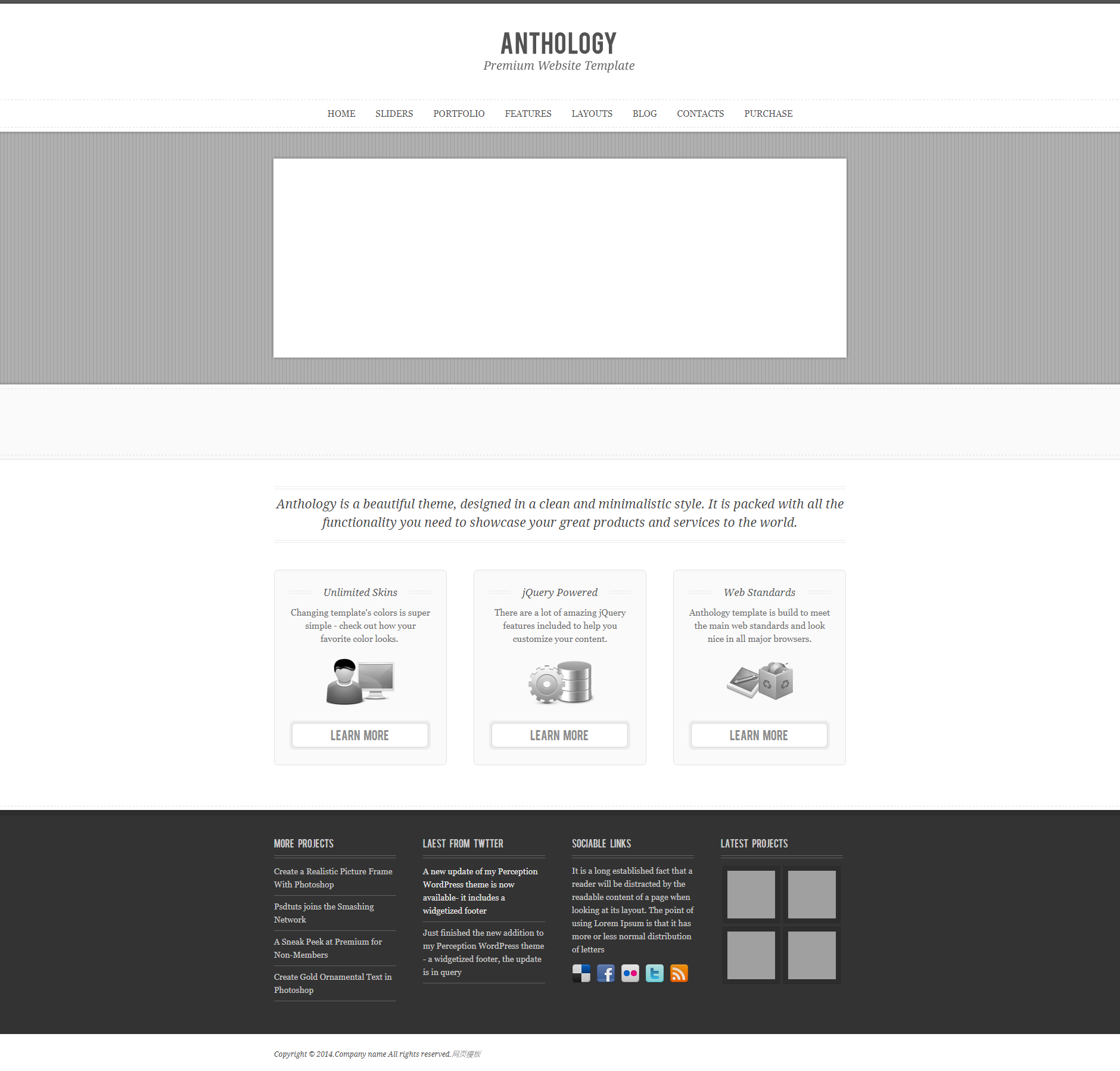 黑白简约风格的企业网站模板下载