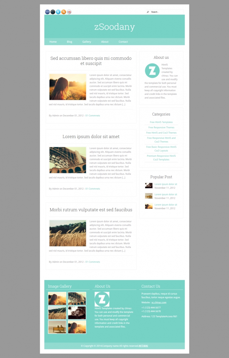 绿色清新风格的个人博客HTML5网站模板