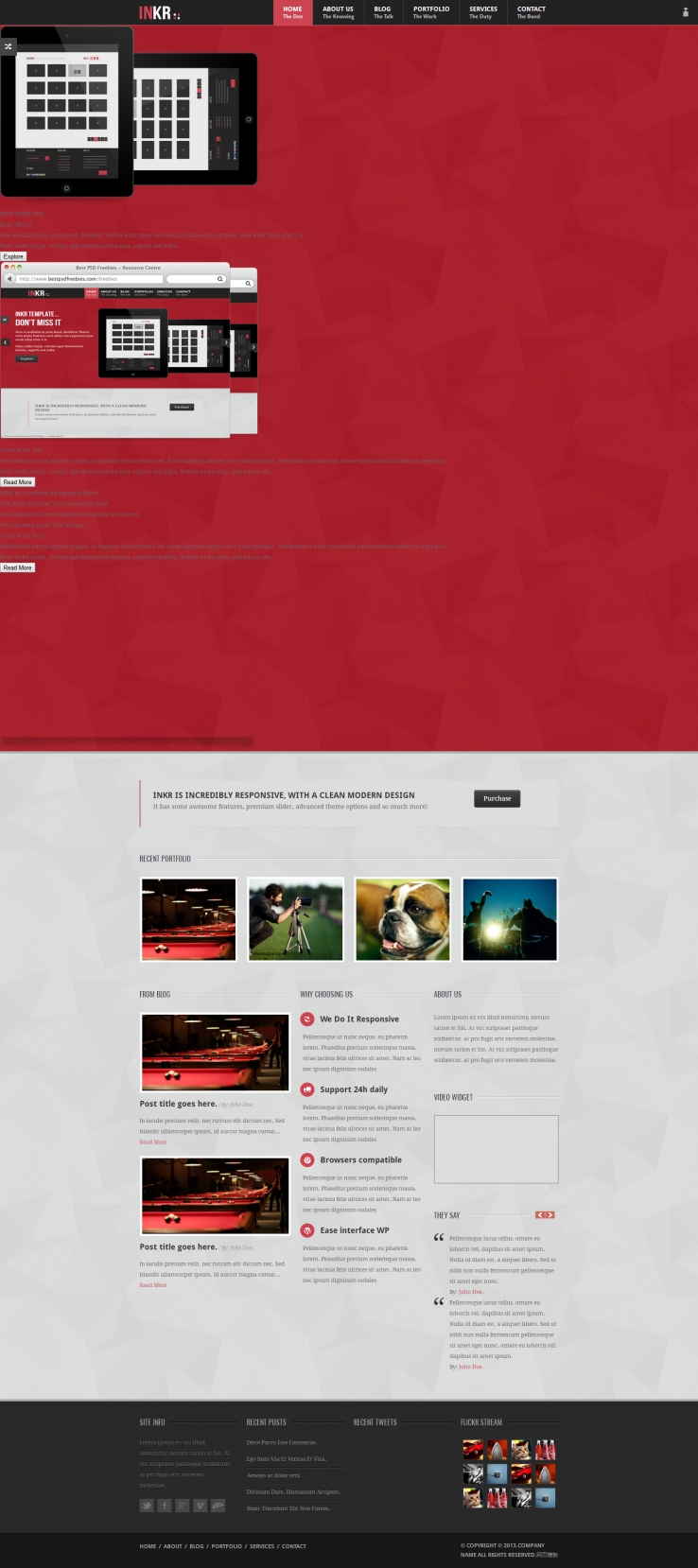 红色扁平化风格的户外运动俱乐部HTML网站模板